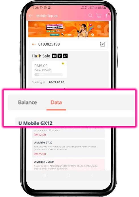 Prepaid Lazada step 3 Image U Mobile