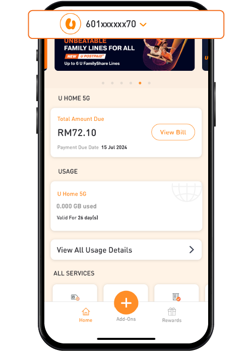 Support Switch between Account Step 1 Image U Mobile