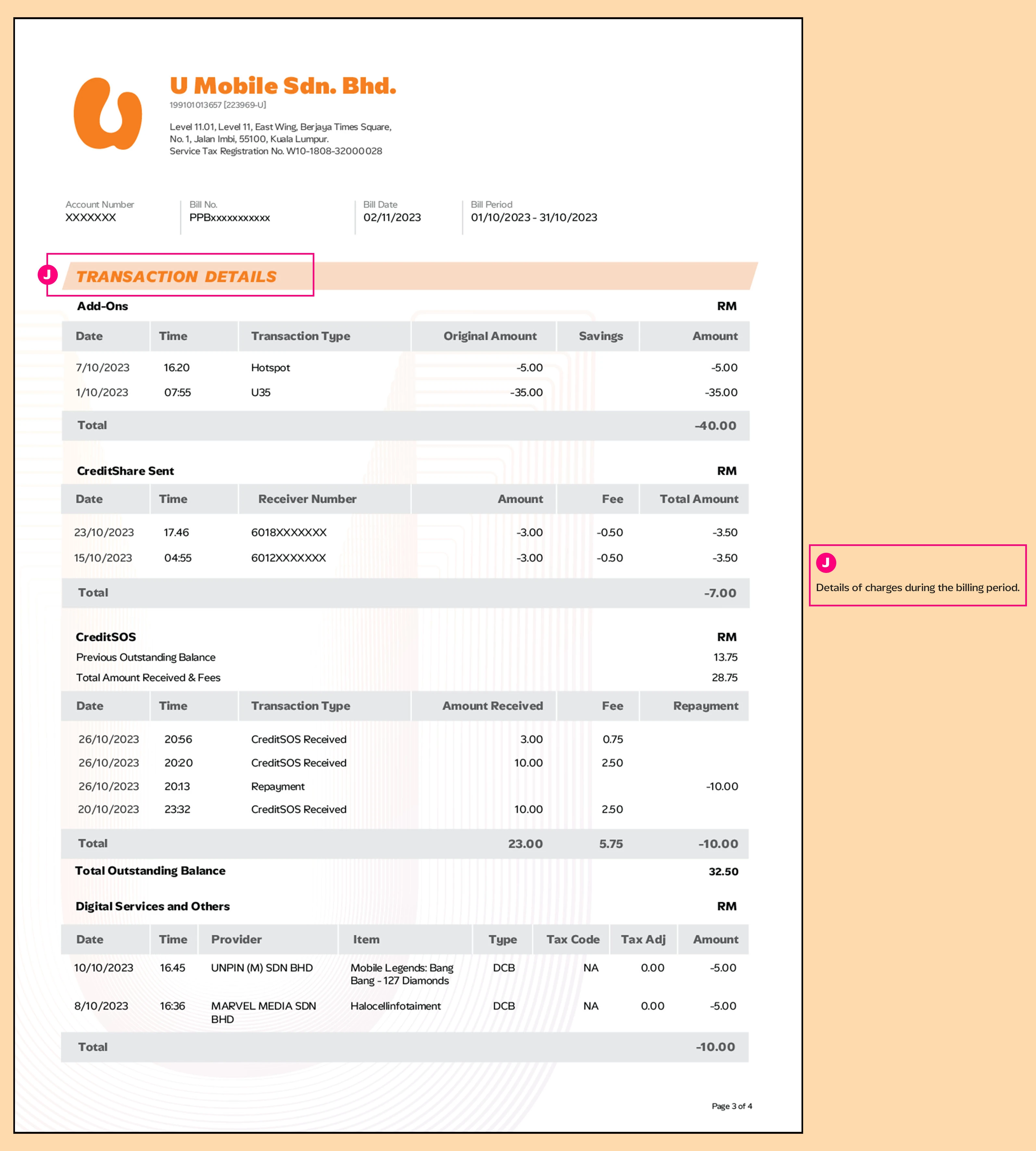 Prepaid Preapaid Bill Statment 3 Image U Mobile